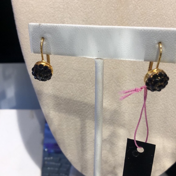 Jet Black Crystal Pavé French Euro Wire Earrings ,NWT-Boutique - Picture 4 of 4